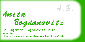 anita bogdanovits business card